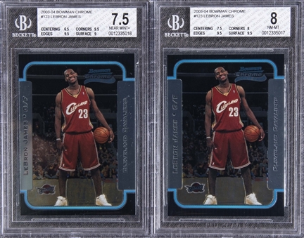2003-04 Bowman Chrome #123 LeBron James BGS-Graded Rookie Cards Pair (2 Different)